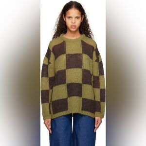 Theopen product Women's Checkered Sweater - Green and Black